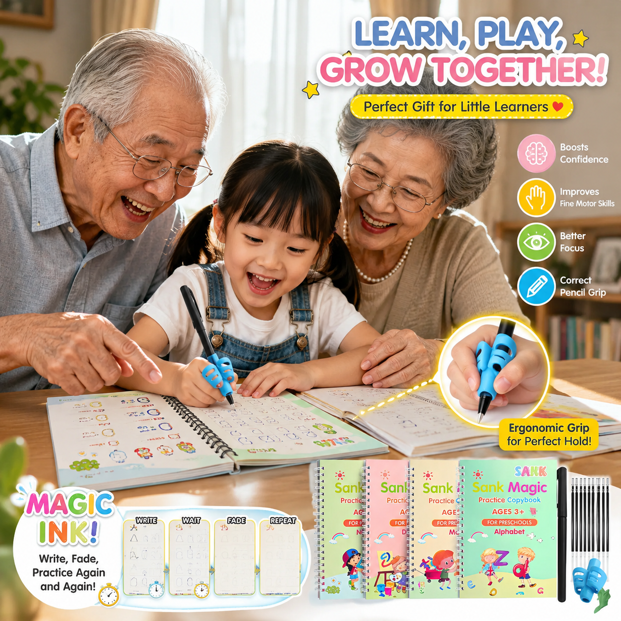 💥LAST DAY SALE 50%OFF💥📚MagicBook | Kids Practice Copybook Set (4Pcs/Set)