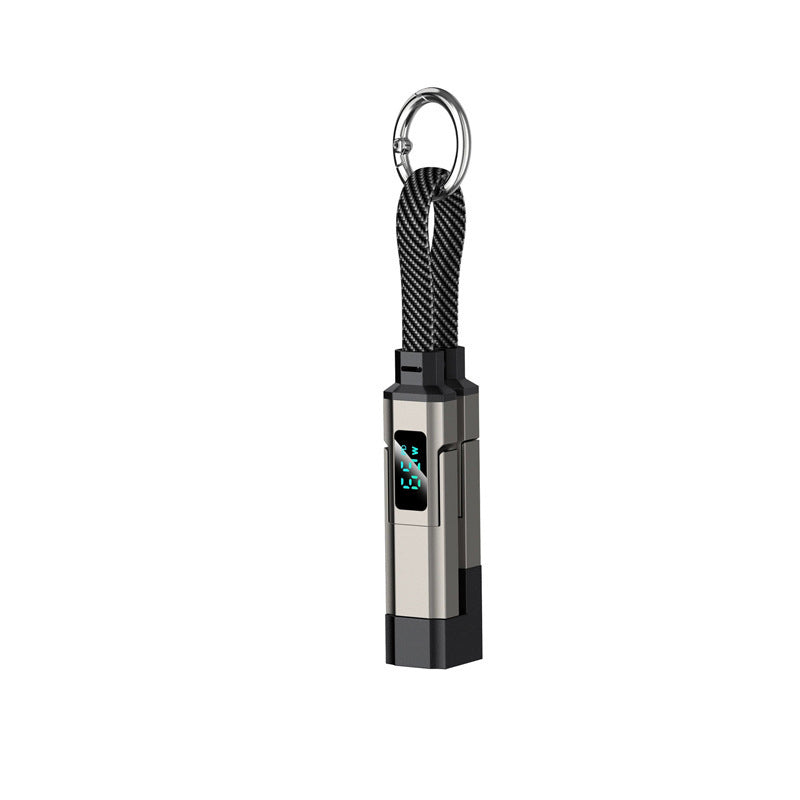 4-in-1 Charging Cable with Digital Display & Keychain - Fast- Charging, Kink-Resistant & Compact