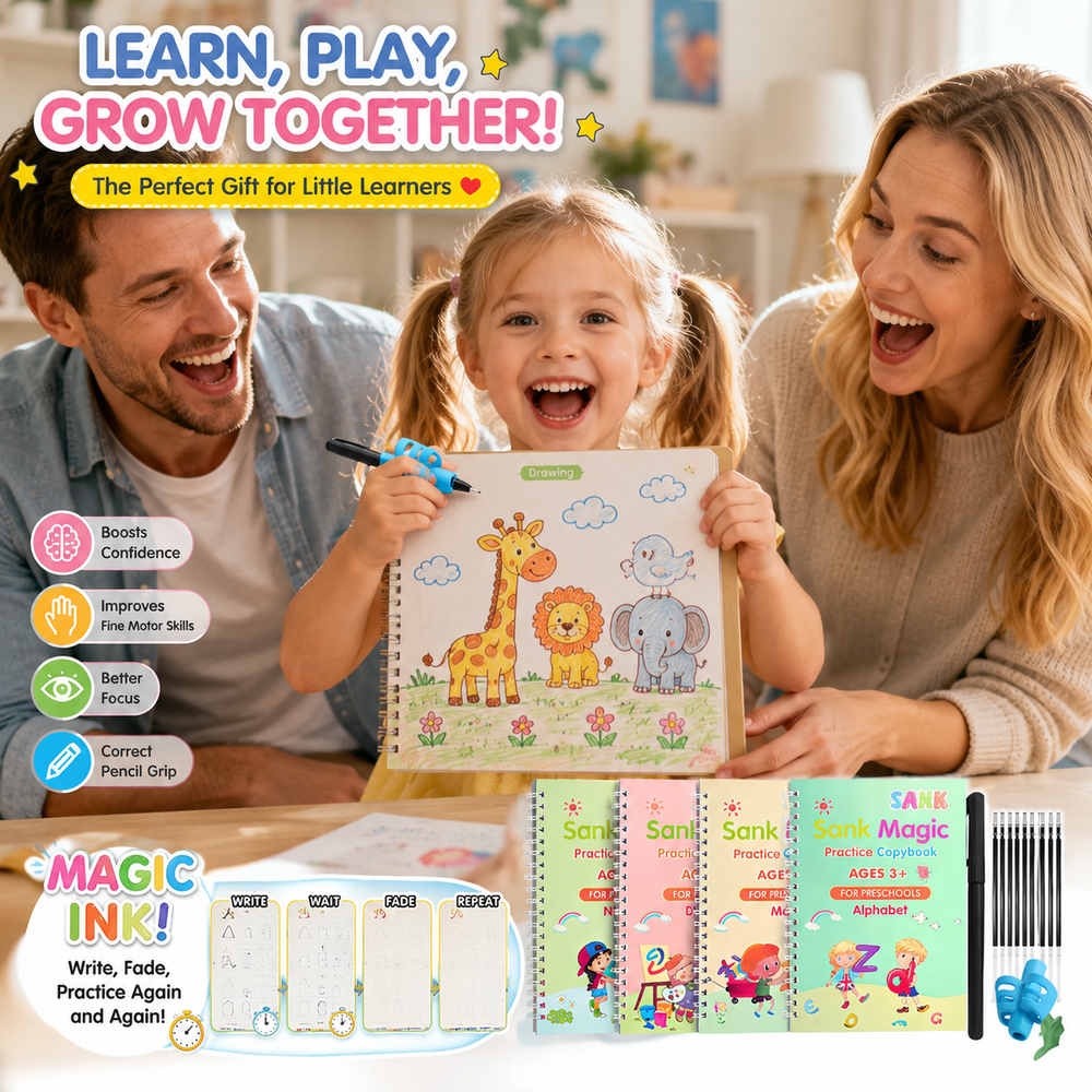 💥LAST DAY SALE 50%OFF💥📚MagicBook | Kids Practice Copybook Set (4Pcs/Set)