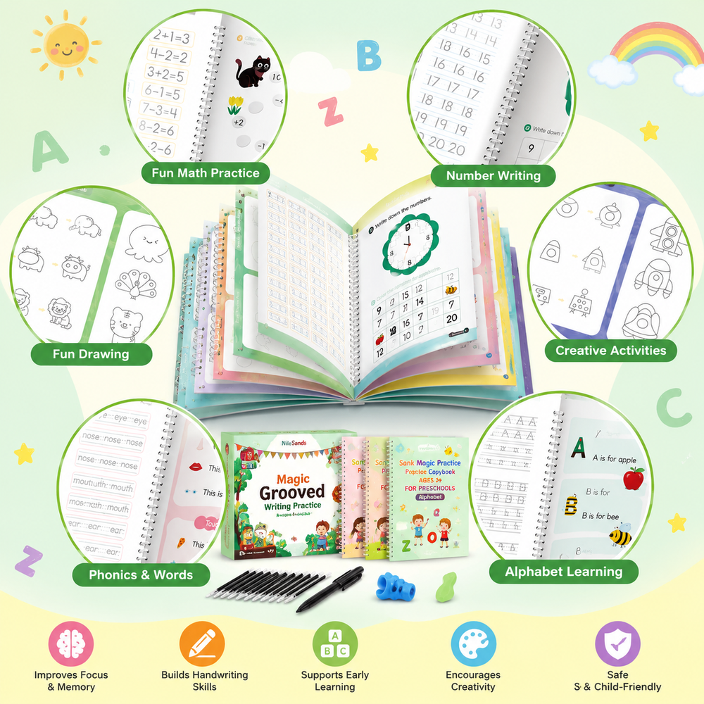 💥LAST DAY SALE 50%OFF💥📚MagicBook | Kids Practice Copybook Set (4Pcs/Set)