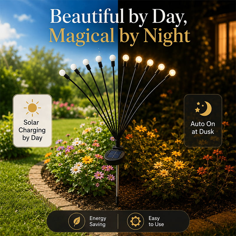 SolaBloom: Solar Firefly Garden Stake Lights